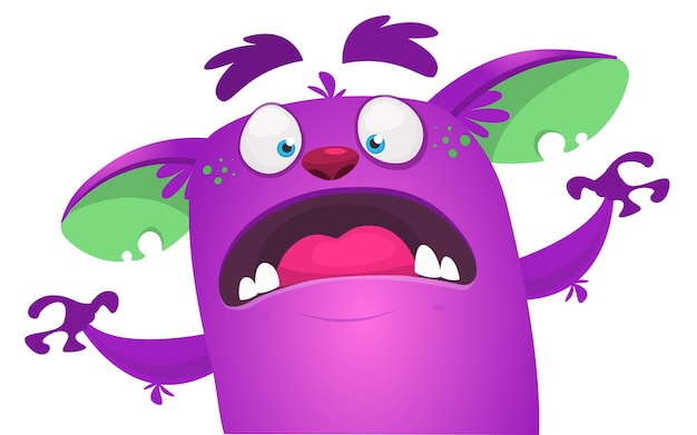 Funny cartoon monster character Illustration of cute and happy alien Halloween vector design