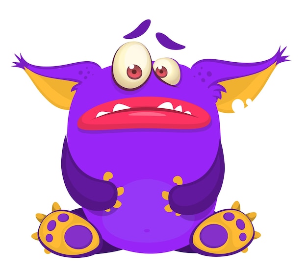 Funny cartoon monster character Illustration of cute and happy alien