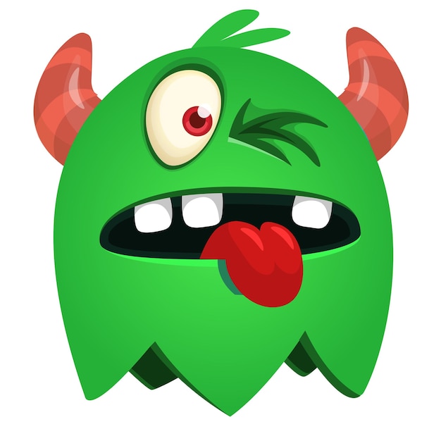 Funny cartoon monster character Illustration of happy alien creature Halloween design