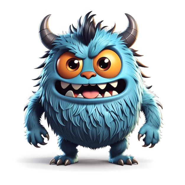 Funny Cartoon Monster Isolated On White Background 3D Rendering