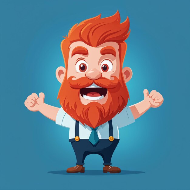 Photo funny cartoon red haired man with beard vector illustration