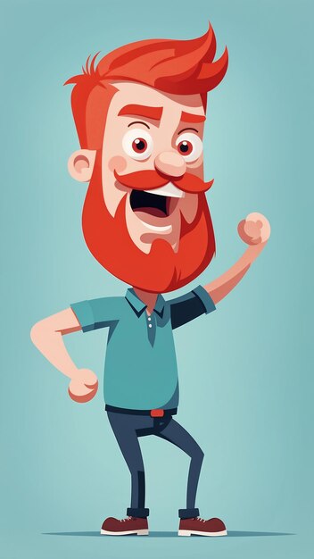 Photo funny cartoon redbearded man vector illustration in a flat style