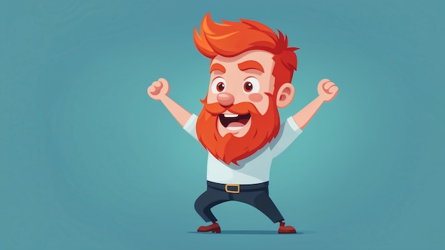 Photo funny cartoon redbearded man with beard vector illustration