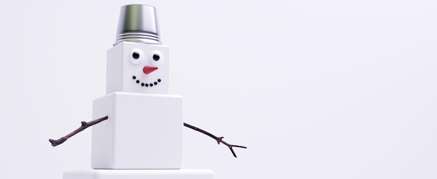 Funny cartoon unusual snowman for christmas background. High quality photo