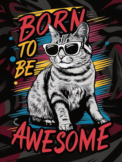 A funny cat and eyecatching design