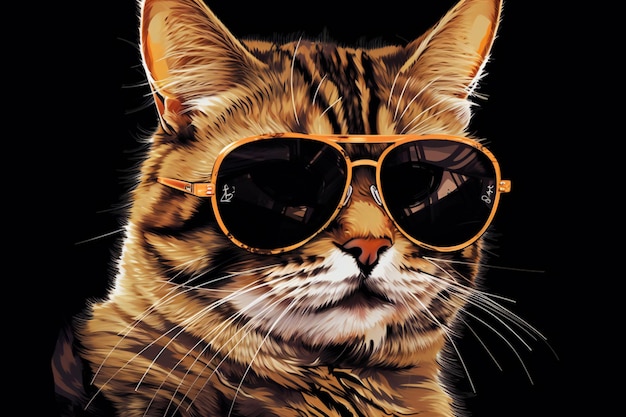 Funny cat portrait in sunglasses high quality animals pets