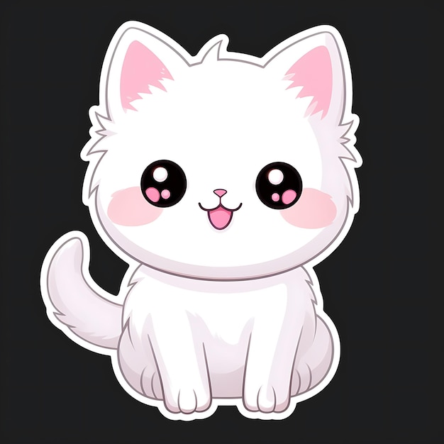 funny cat sticker smiling kawaii illustration