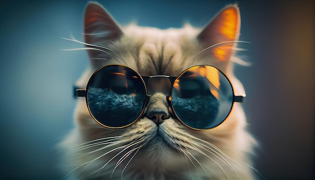 Funny cat in stylish sunglasses realistic isolated AI generated