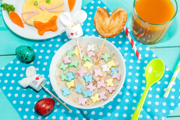 Funny children's Breakfast at Easter