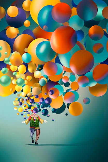 funny clown with colorful balloons,illustration art