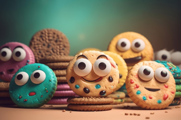 Funny cookie characters Generate Ai