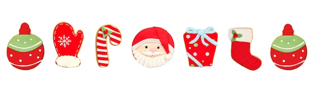 Funny cookies for christmas isolated on a white background