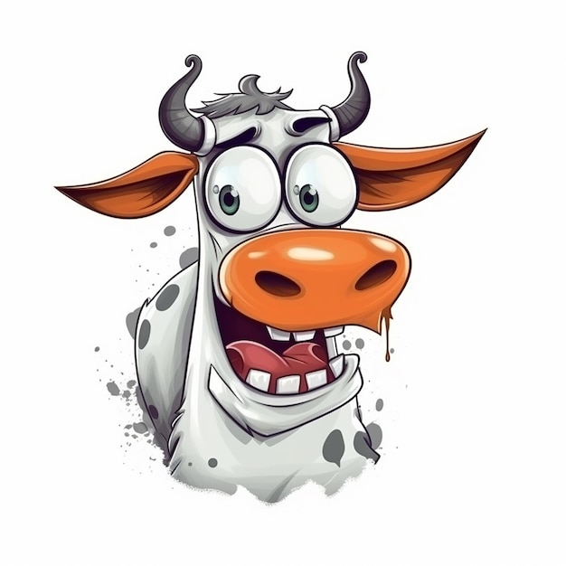 Photo funny cow tshirt design comic white background