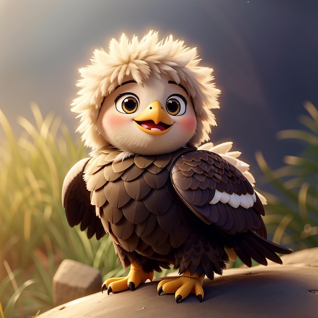 Funny Cute Smiling Baby Eagle is Dancing