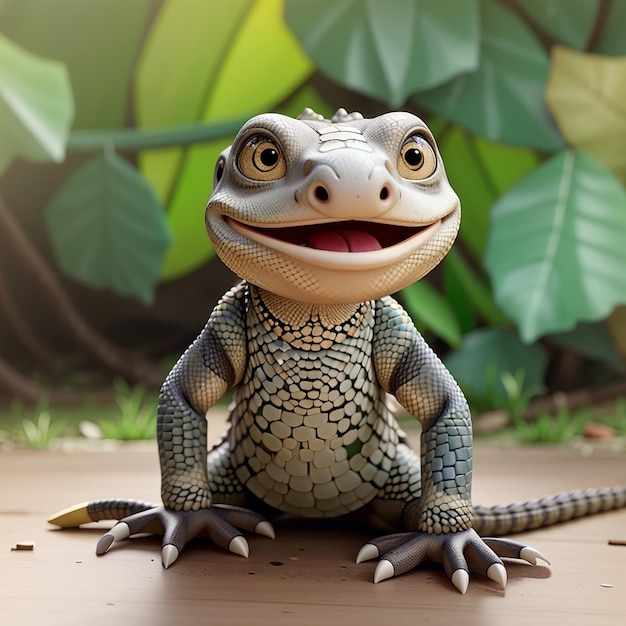 Funny Cute Smiling Baby Monitor Lizard is Dancing