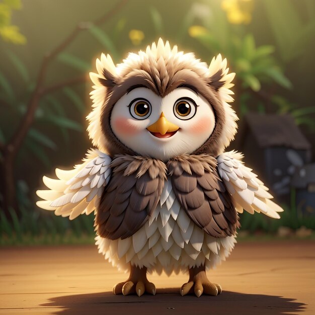 Funny Cute Smiling Baby Owl is Dancing