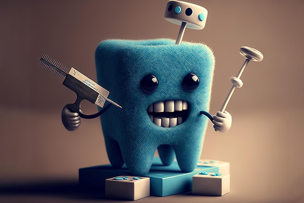 Funny Dentist Day poster with retro styled tooth and vintage equipment Generated AI