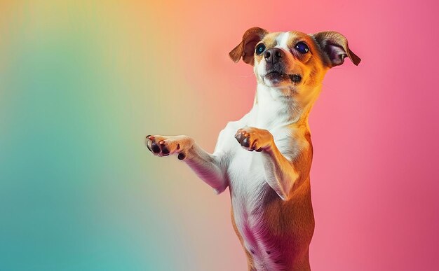 Photo funny dog jack russell terrier on a multicolored background