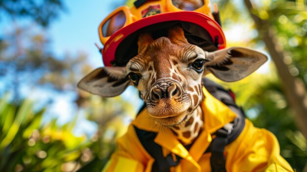 funny dressed animal portrait police outfit vibrant wide angle cool zoo wildlife