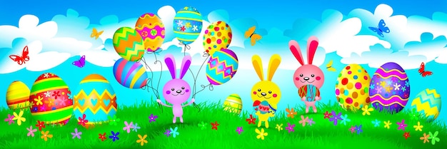 Funny Easter bunny Happy Easter holiday concept 3d illustration