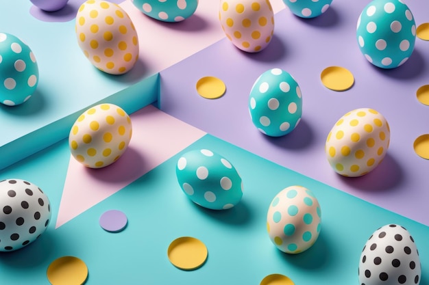 Funny easter chocolate eggs, background for easter event, created with generative AI