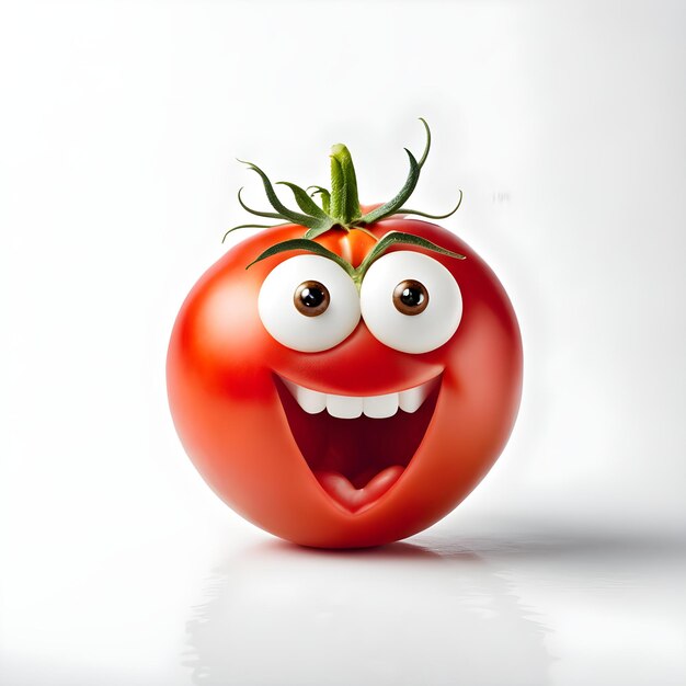 Photo funny face tomato on white background