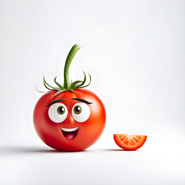 Photo funny face tomato on white background