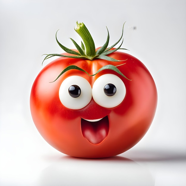 Photo funny face tomato on white background