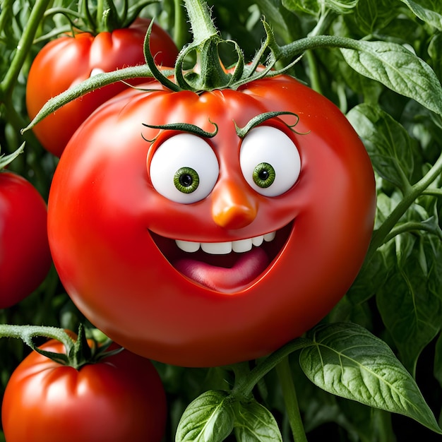 Photo funny face tomato on white background