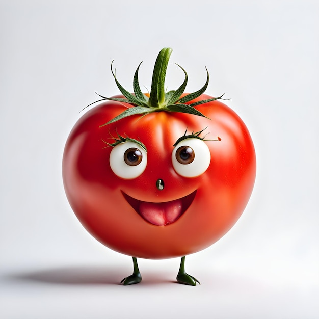 Photo funny face tomato on white background