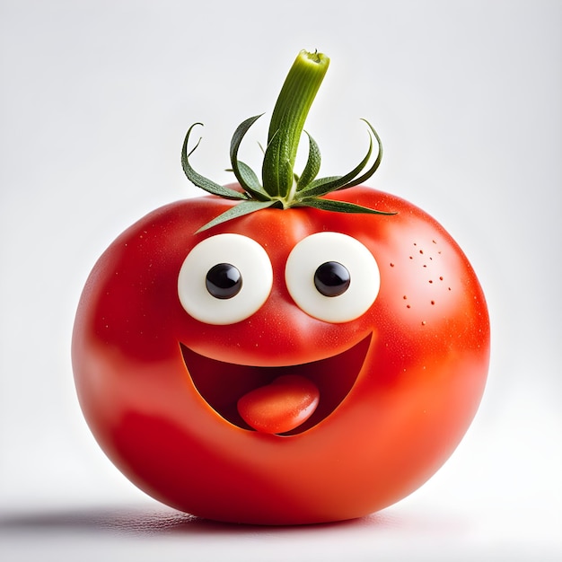 Photo funny face tomato on white background