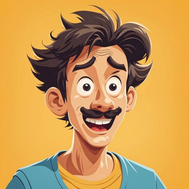 Photo funny face of a young man with a mustache vector illustration