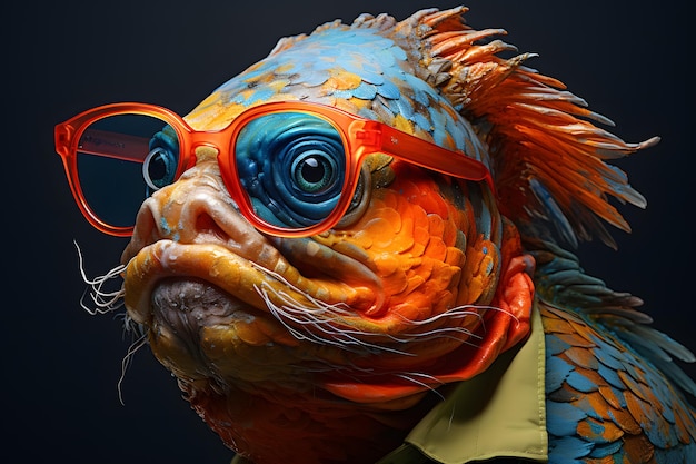 Funny fish wearing sunglasses