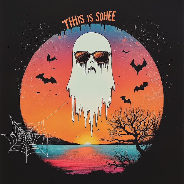 Photo funny halloween ghost shoe tshirt design