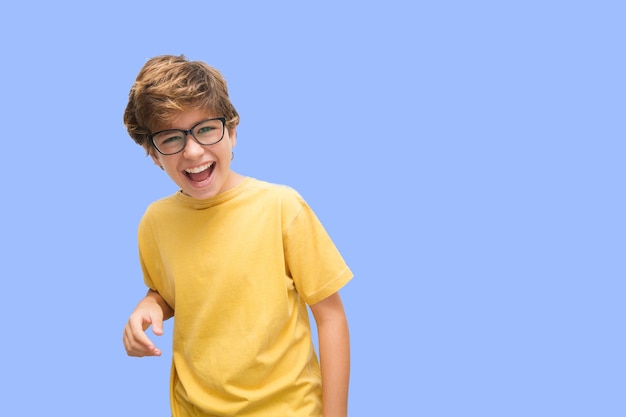 Funny handsome boy making funny gestures Smiling with glasses and different backgrounds