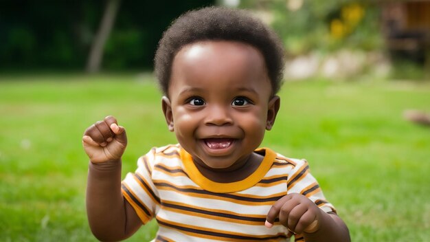 Funny and happy african baby