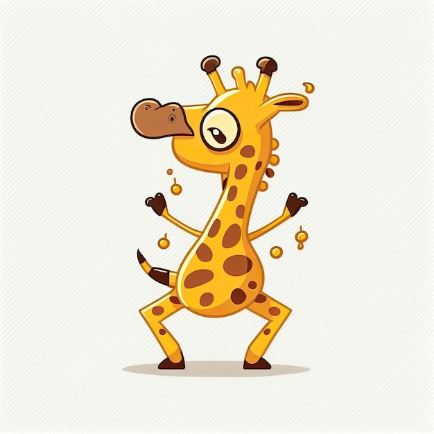 Funny and happy giraffe dancing Color illustration on light background Generative AI