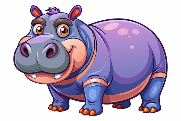 Funny Hippo Vector Illustration Cartoons Clipart Line Art Design on White Background Playful funn