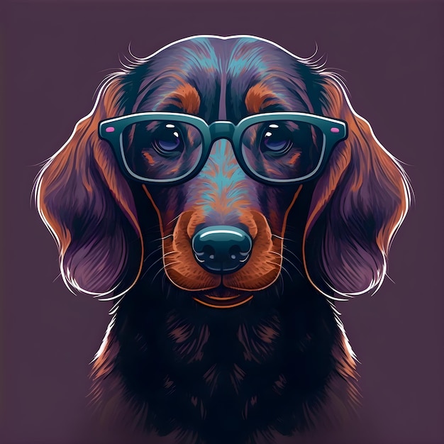 Funny Hipster Cute Dog Art Illustration Anthropomorphic Dogs