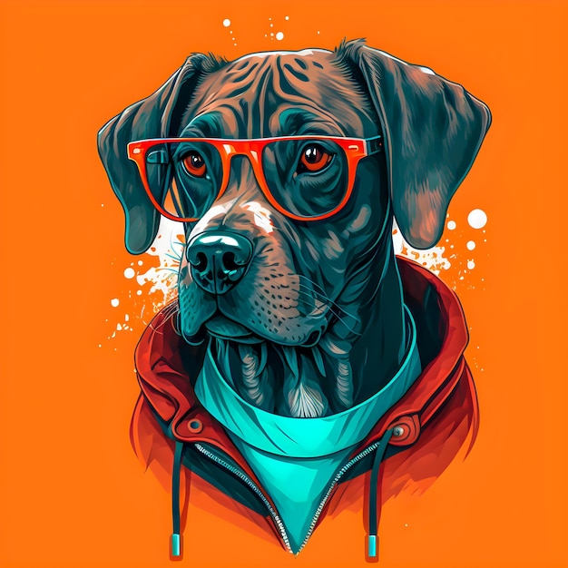 Funny Hipster Cute Dog Art Illustration Anthropomorphic Dogs