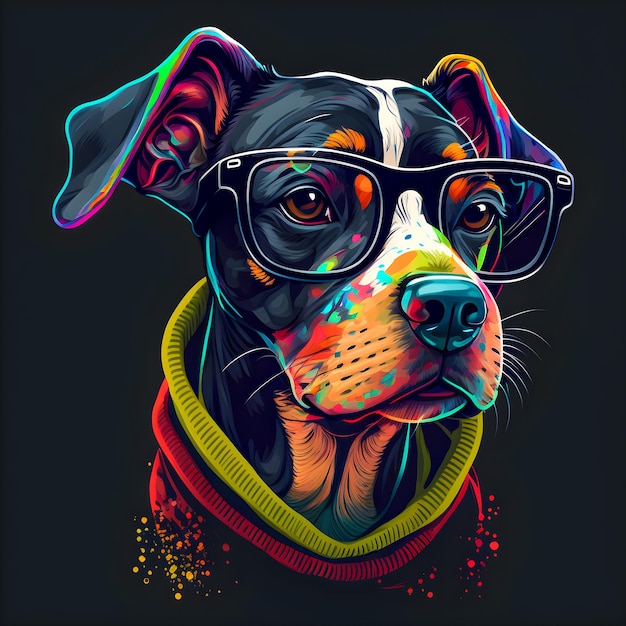 Funny Hipster Cute Dog Art Illustration Anthropomorphic Dogs