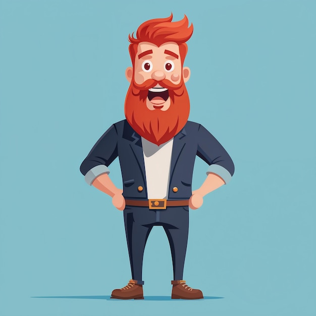 Photo funny hipster man with beard vector illustration in cartoon style