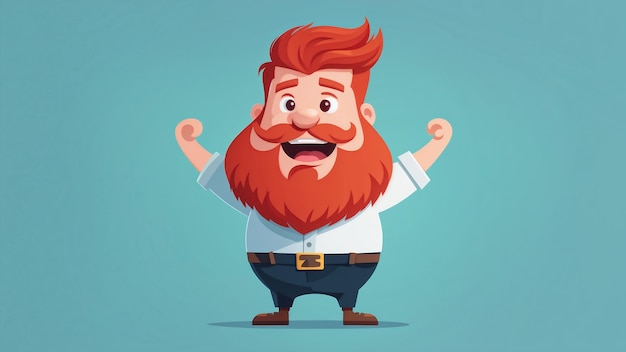 Funny Hipster Man With Beard Vector Illustration In Cartoon Style