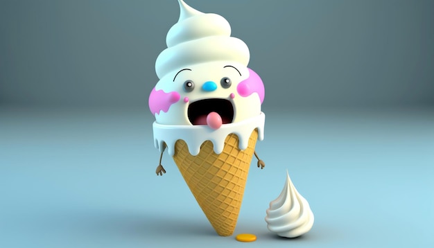 Funny ice cream cartoon characterGenerative AI