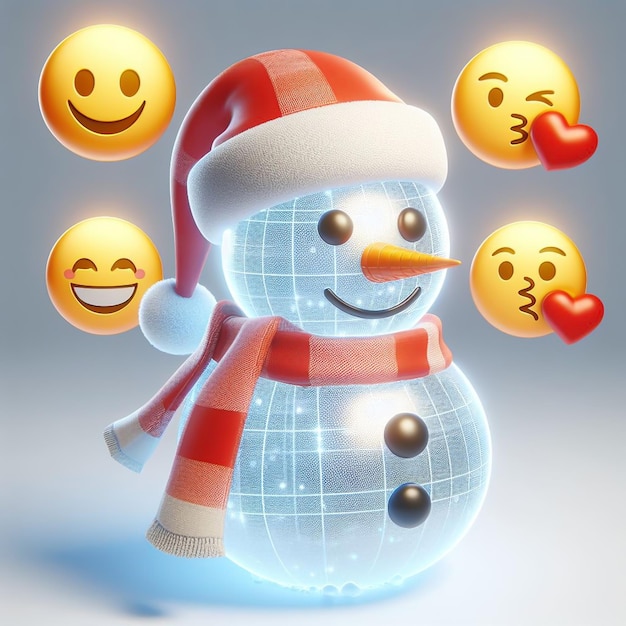 Funny illuminated snowman cartoon Snow time AI generated