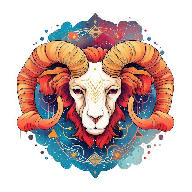 Funny illustration of the Aries Astrology Sign on white background