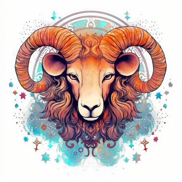 Funny illustration of the Aries Astrology Sign on white background