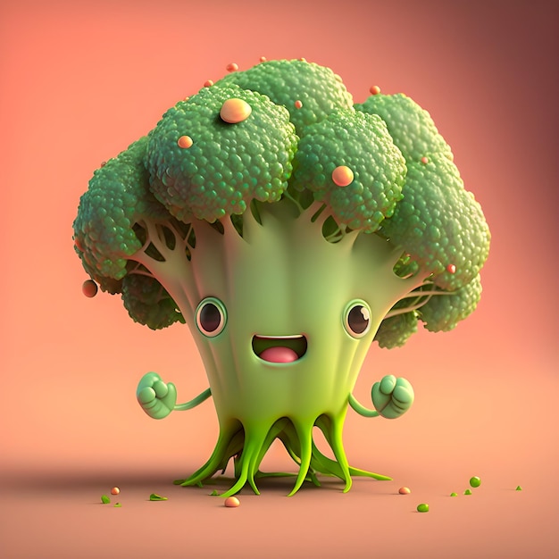 Funny Kawaii broccoli illustration