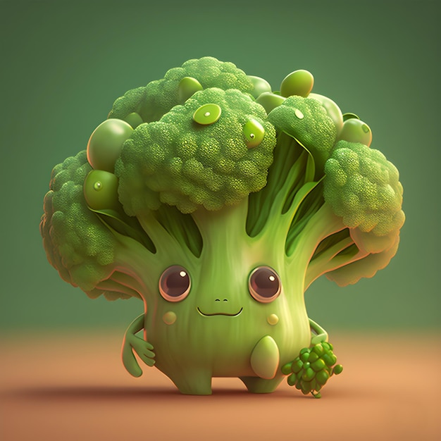 Funny Kawaii broccoli illustration