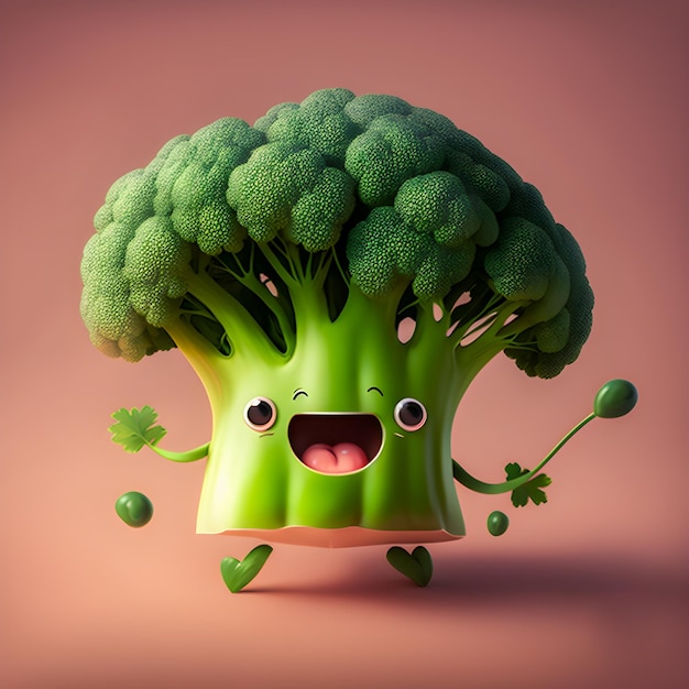 Funny Kawaii broccoli illustration